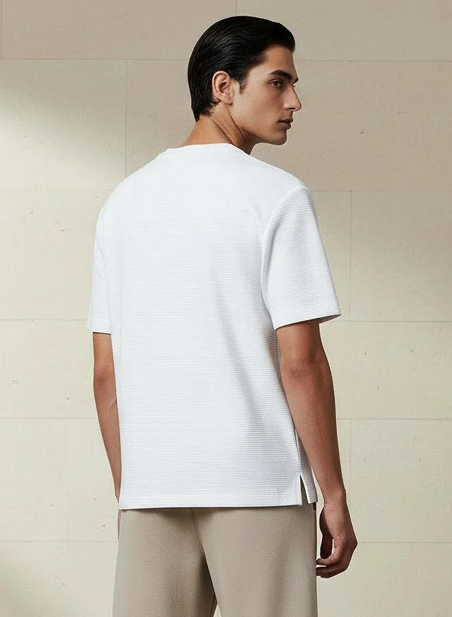 Lee Cooper  Lee Cooper Men Relaxed Fit Crew Neck Short Sleeves Ribbed T-shirt for Men | Best Price UAE